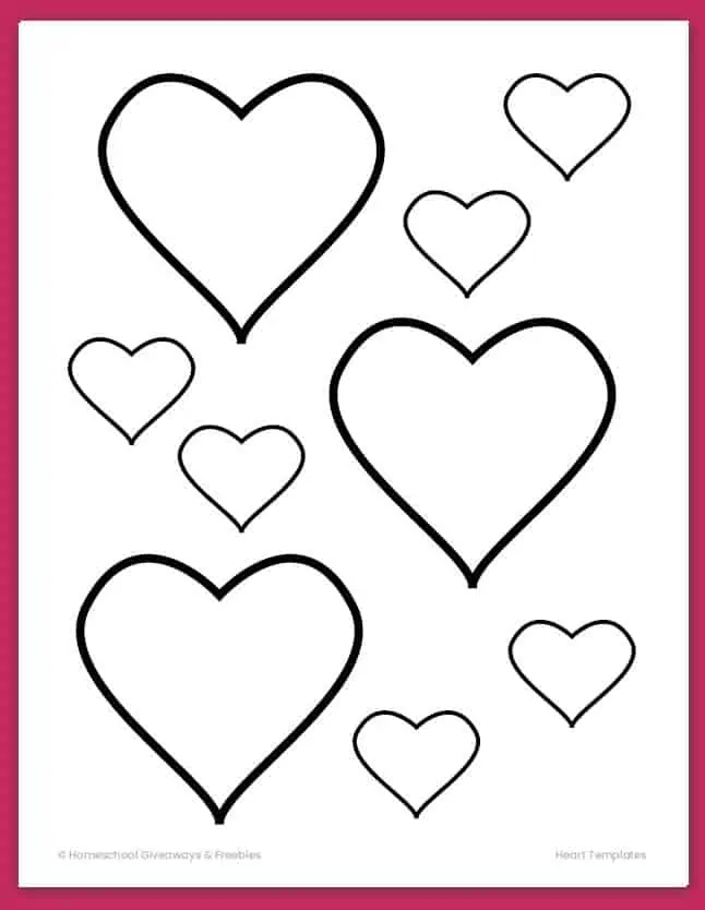 heart outlines in different sizes