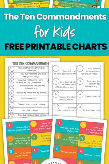 Ten Commandments for Kids printable charts