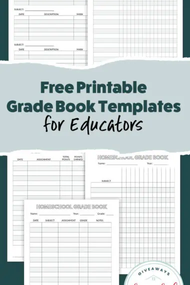 Free Printable Grade Book Templates for Educators text with image of printable grade book