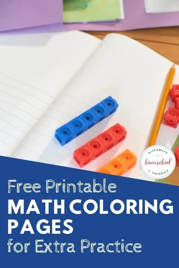 Free Printable Math Coloring Pages text with notebook and unifix cubes