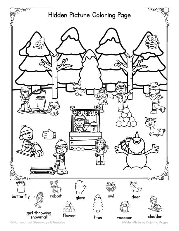 winter theme hidden pictures