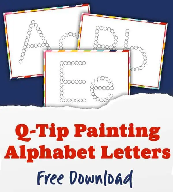 Q-Tip painting for Toddlers - 4 Free printable pages