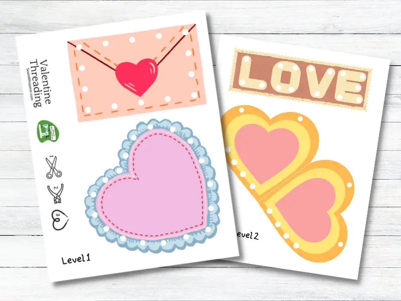 Valentine's Day lacing cards