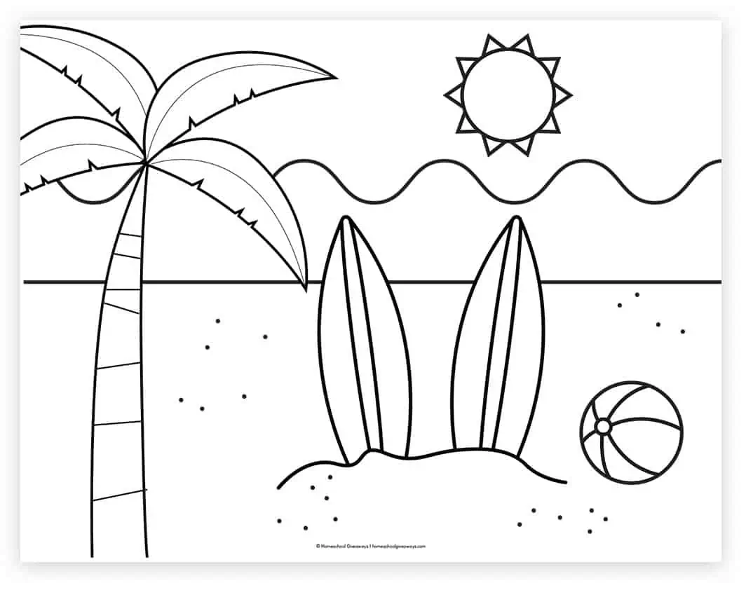 summer activity coloring page