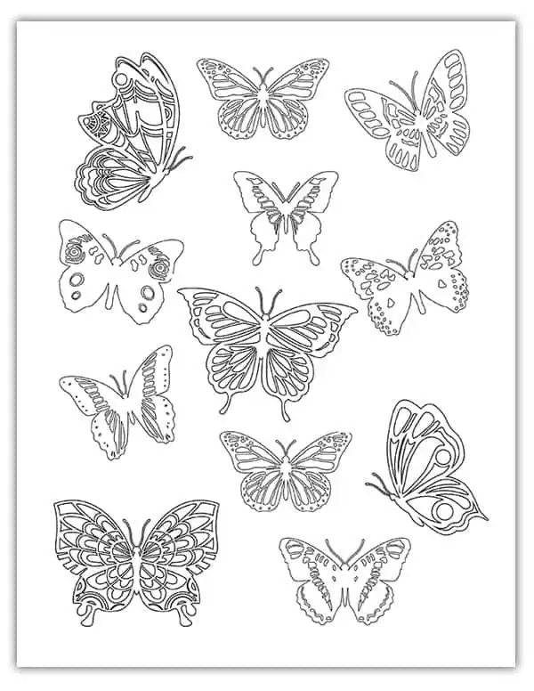 printable butterflies to color