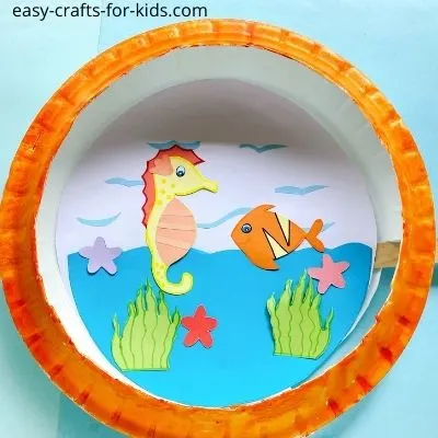 fish seahorse paper plate craft