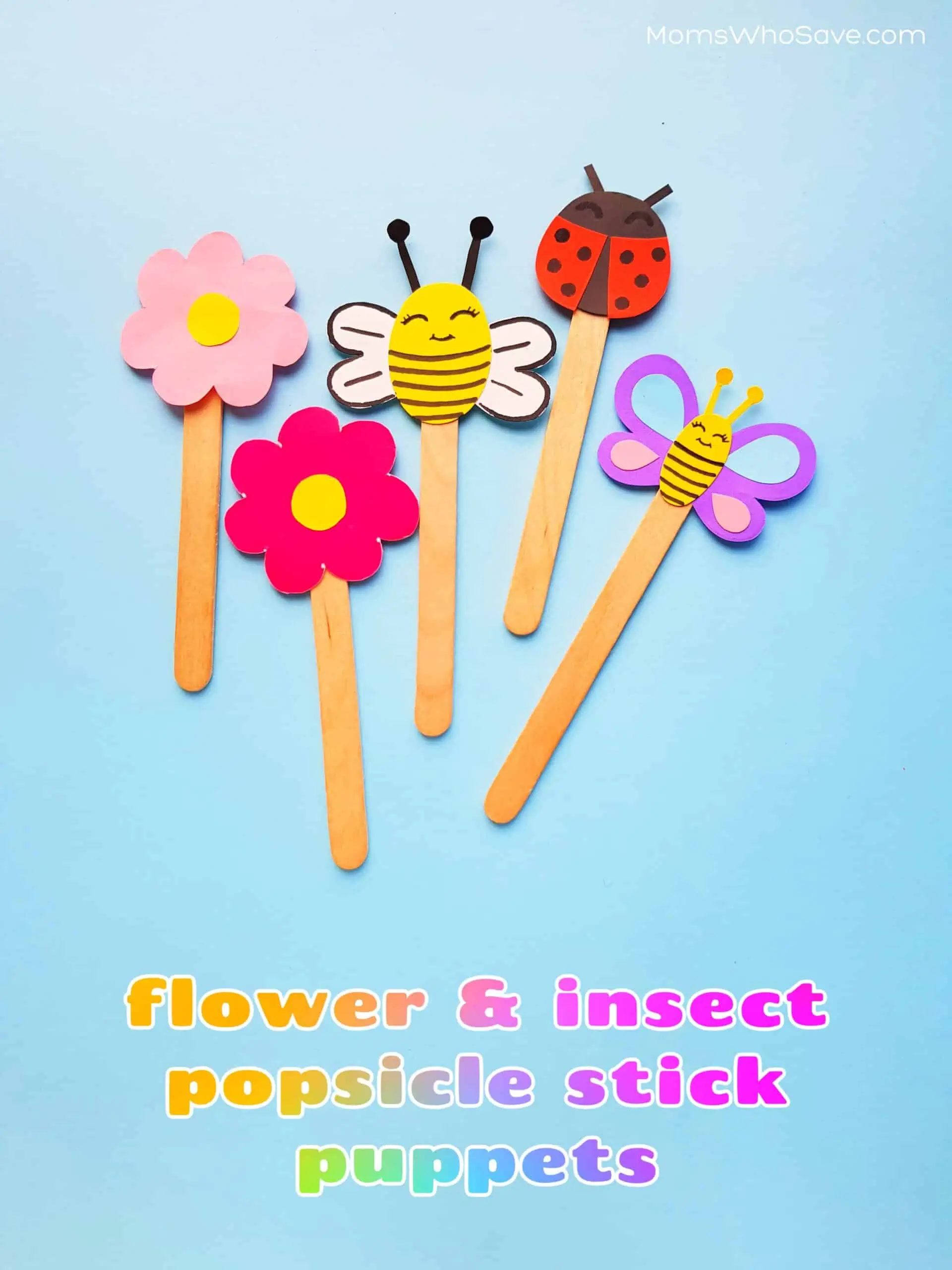 flower insect construction paper puppets