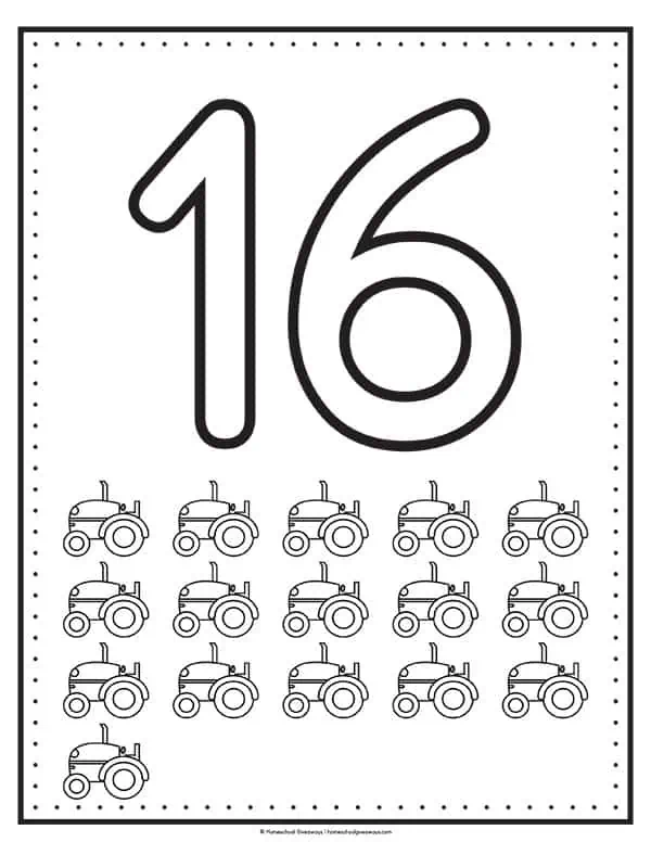 number 16 coloring page