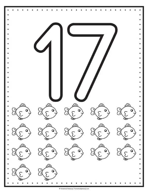 number 17 coloring sheet