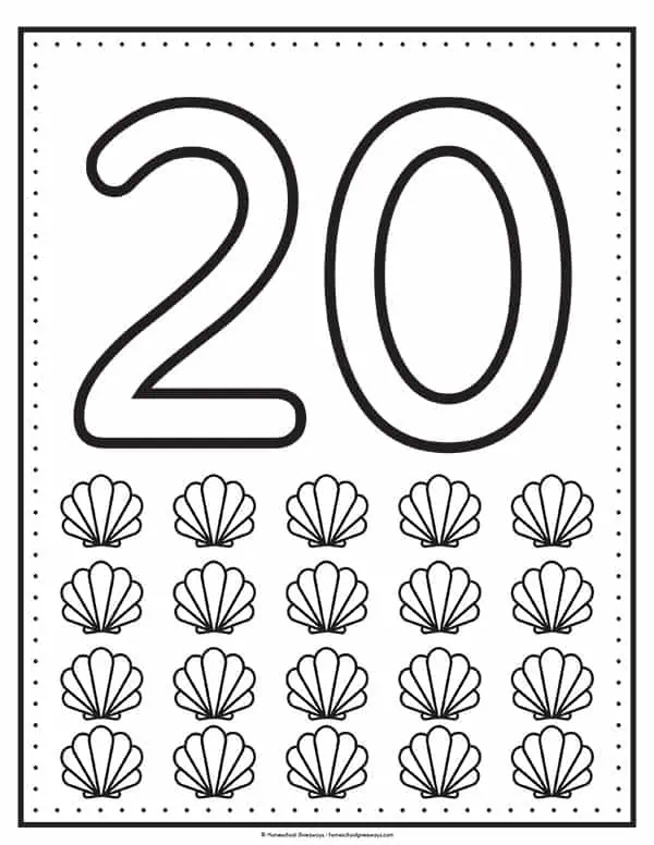 number 20 coloring sheet