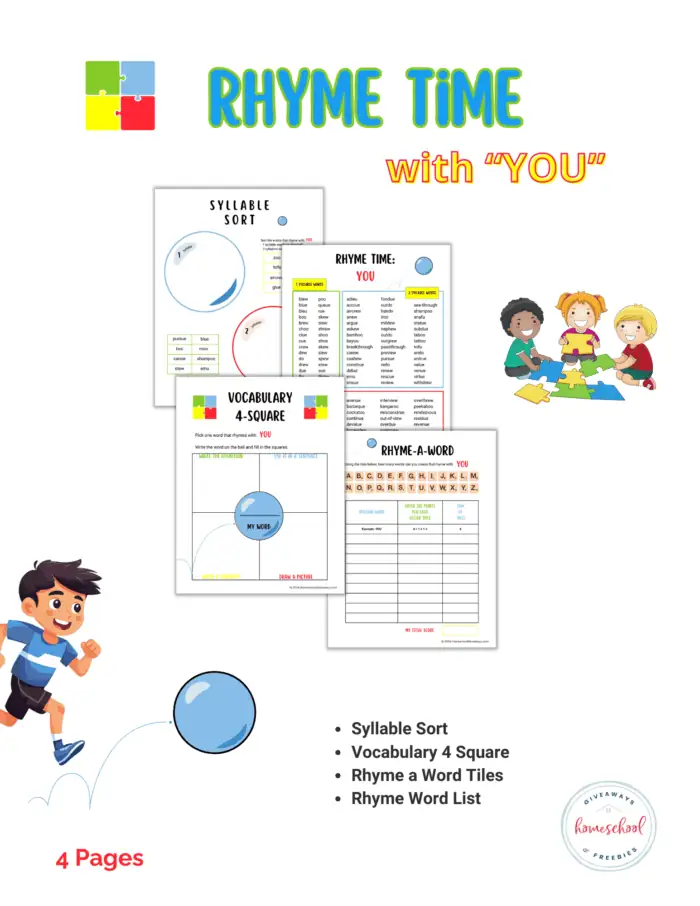 Common Words that Rhyme With You (Printable Games)