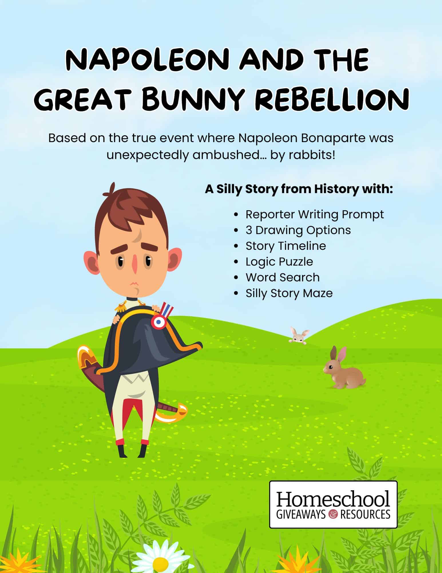 Napoleon and 2 bunnies in a field - funny historical event