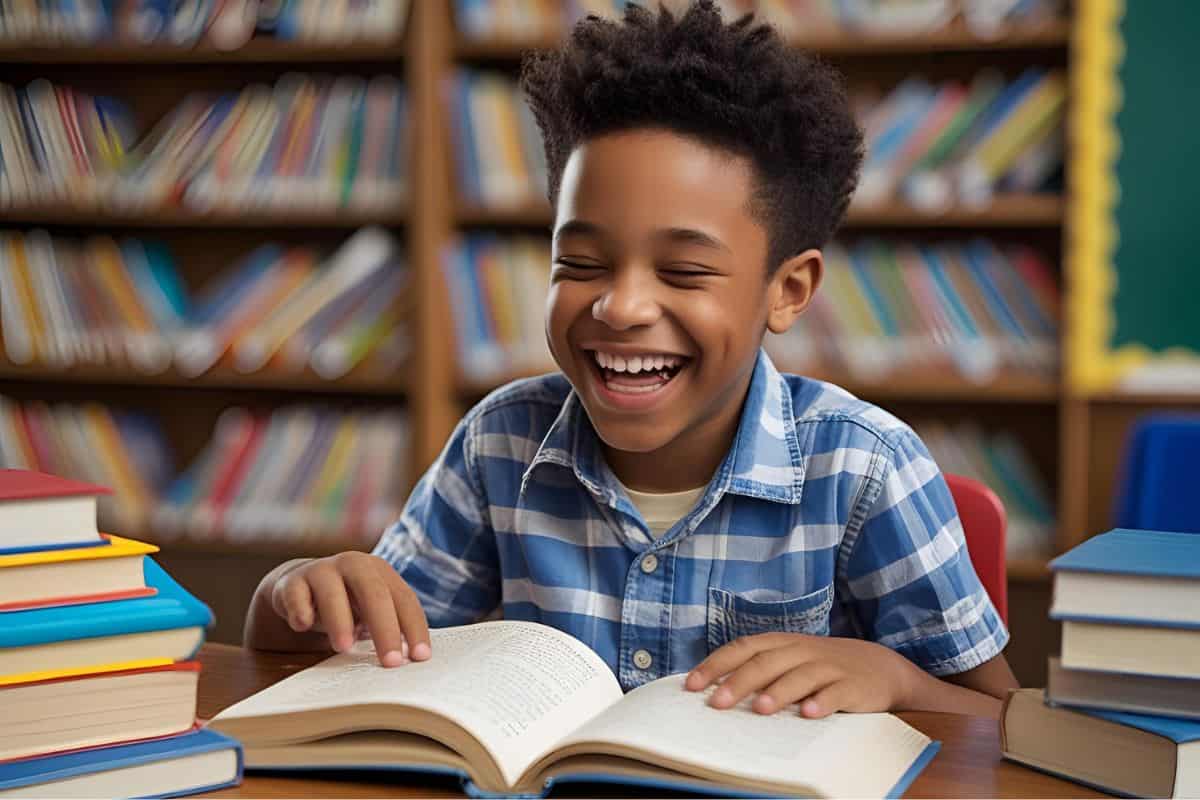 boy reading funny historical events