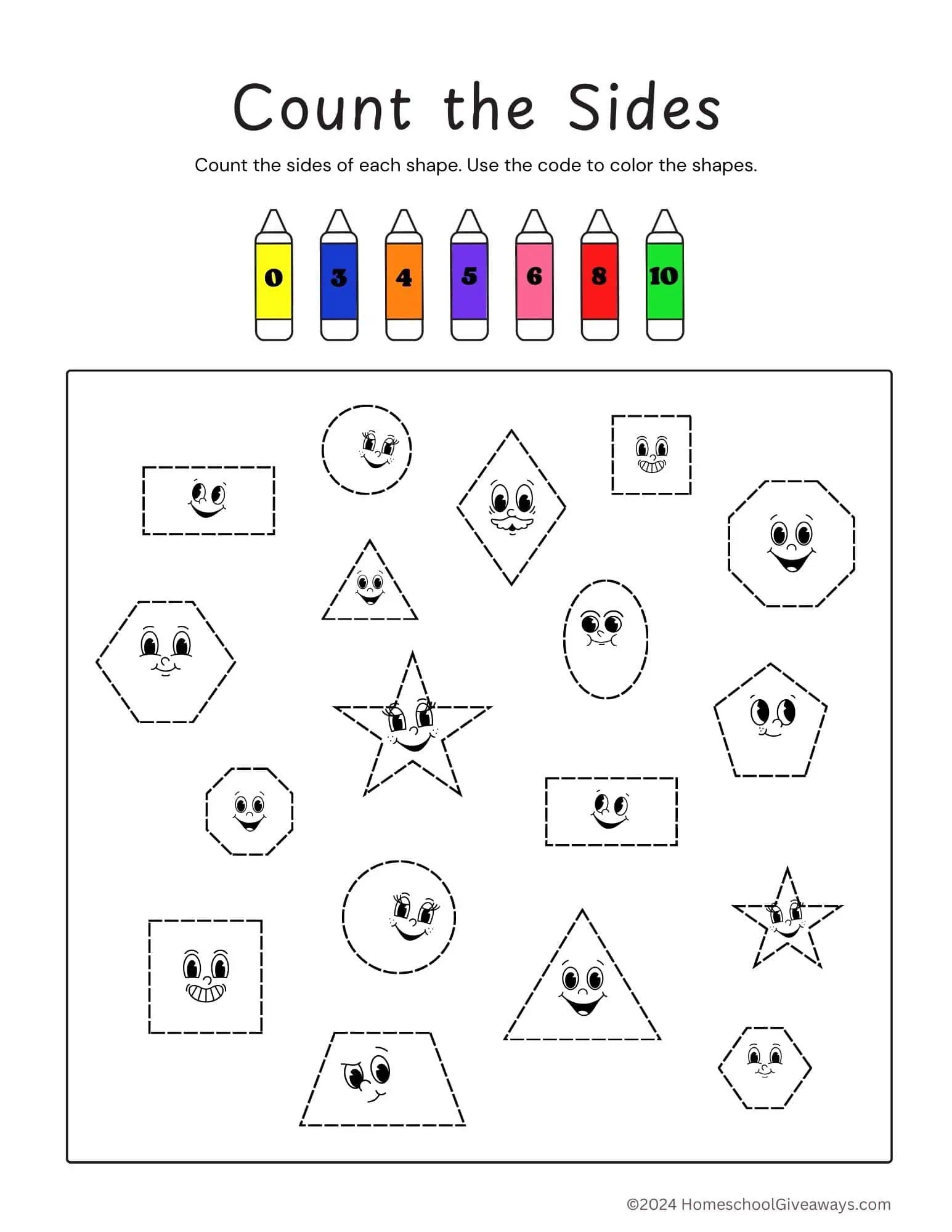 Count the Shapes Coloring page